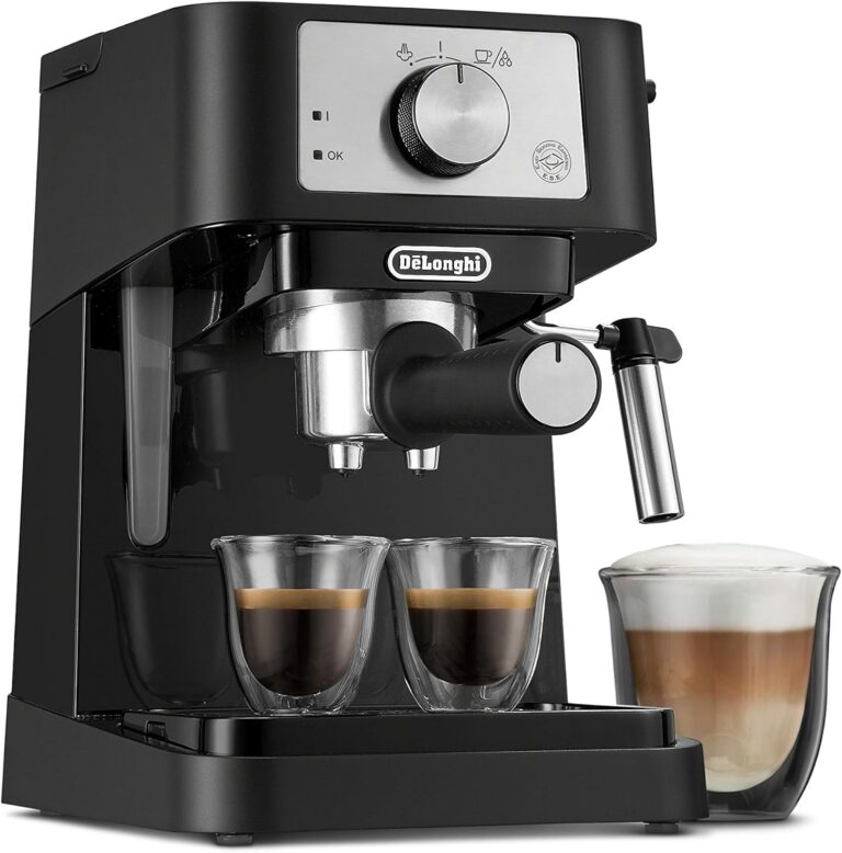 De’Longhi Stilosa Manual Espresso Machine, Compact Coffee Maker, 15 Bar Pump Pressure, Manual Milk Frother Steam Wand for Authentic Single & Double Espresso, Lattes & Cappuccinos, Tamper Included