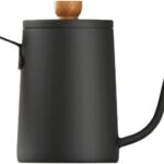 Gooseneck Kettle Precisions Pouring Coffee Pot, 304 Stainless Steels Construction 600ml Capacity Dishwasher Safe Brewing Equipment Ergonomic Wooden Handle Tea Kettle