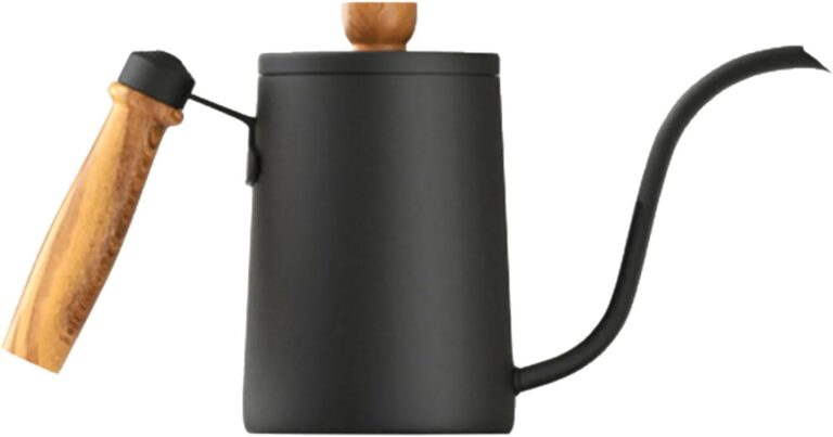 Gooseneck Kettle Precisions Pouring Coffee Pot, 304 Stainless Steels Construction 600ml Capacity Dishwasher Safe Brewing Equipment Ergonomic Wooden Handle Tea Kettle