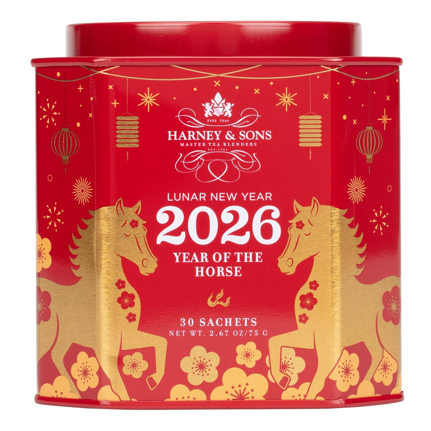Harney & Sons Lunar New Year 2026 Tea, Year of the Horse, Lunar New Year Gift, Black tea with toasted rice, coconut, sesame and caramel flavor, 30 sachets