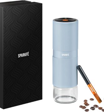 Portable Electric Coffee Grinder, Rechargeable Handheld Grinder with Stainless Steel Conical Burr, Adjustable Grind Settings, for Espresso, Moka, Pour Over, French Press, Cold Brew, Azure