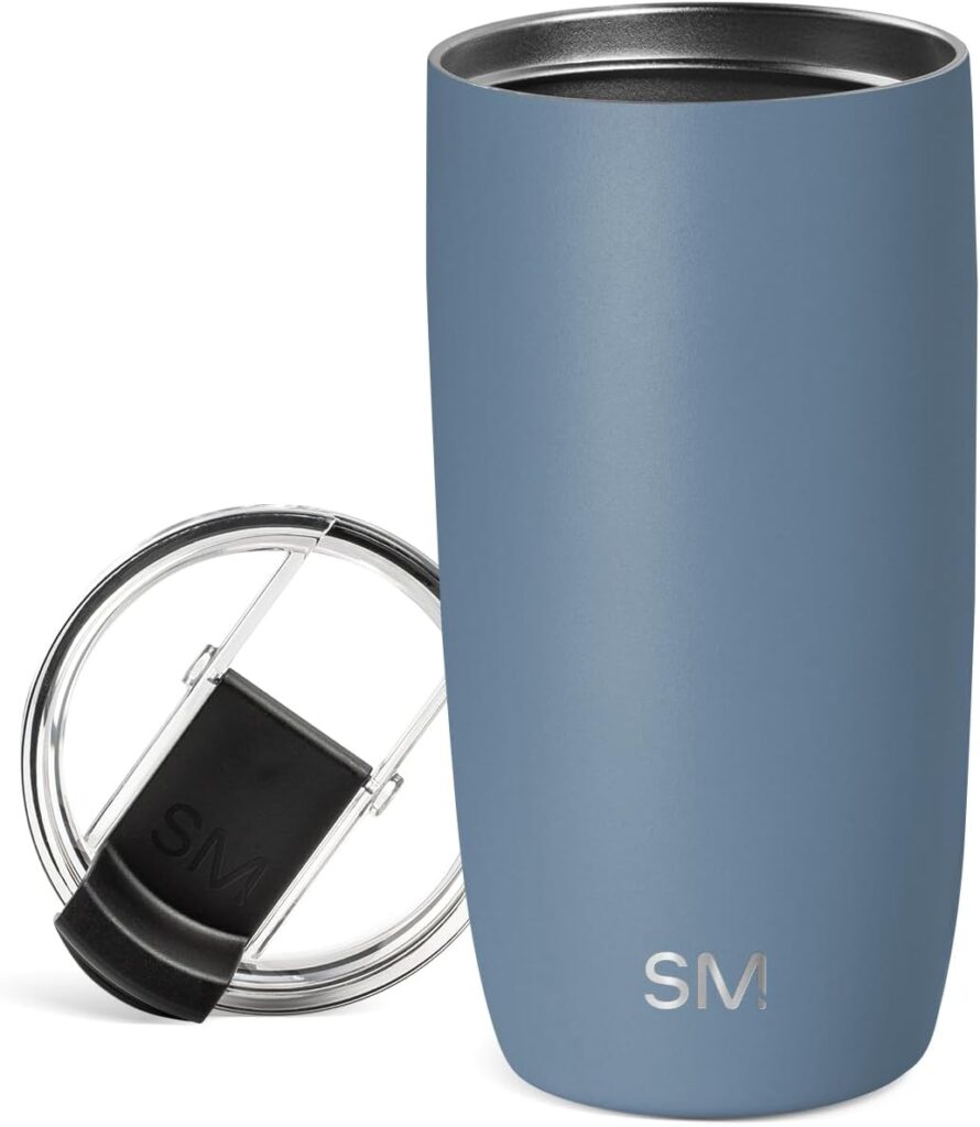 Simple Modern Travel Coffee Mug Tumbler with Flip Lid | Reusable Insulated Stainless Steel Cold Brew Iced Coffee Cup Thermos | Gifts for Women Men Him Her | Voyager Collection | 16oz | Blue Dune