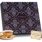 TeaRove Fancy Tea Gift Set with Gold-Foil Presentation Box, 24 Assorted Variety Pyramid Infuser Bags, 6 Flavors Handcrafted Black, Oolong, Jasmine Green, Herbal Chinese Tea Sampler Gift Set Box for Tea Lovers