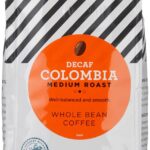 Amazon Fresh Decaf Colombia Whole Bean Coffee, Medium Roast, 12 Ounce
