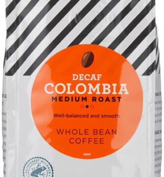 Amazon Fresh Decaf Colombia Whole Bean Coffee, Medium Roast, 12 Ounce