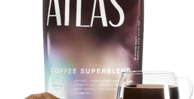 Atlas+ Mushroom Coffee Superblend– Premium Coffee with Collagen, Probiotics, D3 & B12, Lion’s Mane, Reishi, Cordyceps– for Energy, Focus, Immunity & Gut Health– 28 Servings (1 Bag)