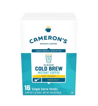 Cameron’s Coffee Classic Cold Brew Instant Single Serve Sticks, Medium Roast , 100% Arabica , 128 Count
