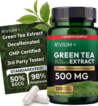 Green Tea Extract (EGCG) 500 mg – Decaffeinated Herbal Antioxidant Supplement – Supports Metabolism, Energy & Daily Wellness – 120 Vegan Capsules, Non-GMO