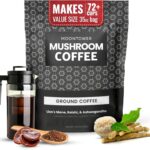 Moontower Adaptogen Mushroom Coffee Ground – Organic Mushroom Coffee with Lion’s Mane, Reishi & Ashwagandha, Medium Roast Nicaraguan Beans for Focus & Clarity, Energizing Balanced Brew – 35 oz