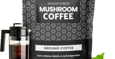 Moontower Adaptogen Mushroom Coffee Ground – Organic Mushroom Coffee with Lion’s Mane, Reishi & Ashwagandha, Medium Roast Nicaraguan Beans for Focus & Clarity, Energizing Balanced Brew – 35 oz