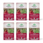 ORGANIC INDIA Tulsi Cinnamon Rose Tea Bags – Tulsi Rose Tea Bags, Cinnamon Tea Bags with Holy Basil, Chamomile, Stevia, USDA Certified Organic Caffeine Free Herbal Tea – 18 Infusion Bags, 6 Pack