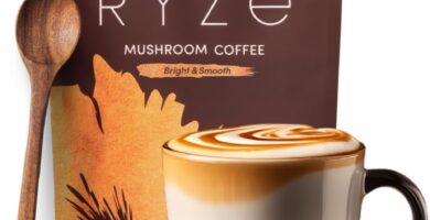 RYZE SUPERFOODS Mushroom Medium Roast Coffee USDA Organic with 6 Adaptogenic Mushrooms, USA Grown Instant Coffee for Better Energy, Focus Digestion Immunity with Lions Mane & Turkey Tail 30 Servings