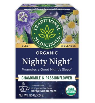Traditional Medicinals Organic, Nighty Night Tea, Chamomile & Passionflower – Herbal Sleep Aid Teas – Kosher, Non-GMO, Caffeine-Free, Compostable – 16 Tea Bags