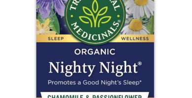 Traditional Medicinals Organic, Nighty Night Tea, Chamomile & Passionflower – Herbal Sleep Aid Teas – Kosher, Non-GMO, Caffeine-Free, Compostable – 16 Tea Bags