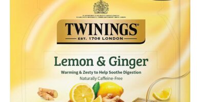 Twinings Lemon & Ginger Herbal Tea Individually Wrapped Bags, 100 Count (Pack of 1), Tangy Lemon, Spicy Ginger, Naturally Caffeine-Free, Enjoy Hot or Iced, 100 Teabags