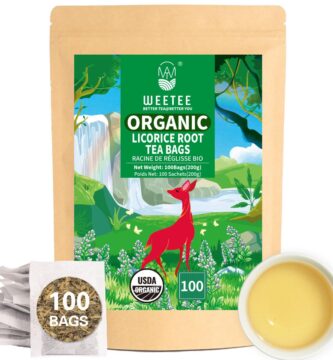 WT WEETEE Organic Licorice Root Tea Bags, Organic Pure Licorice Root Herbal Tea 100 Count, Naturally Caffeine-free