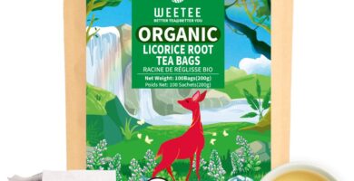 WT WEETEE Organic Licorice Root Tea Bags, Organic Pure Licorice Root Herbal Tea 100 Count, Naturally Caffeine-free