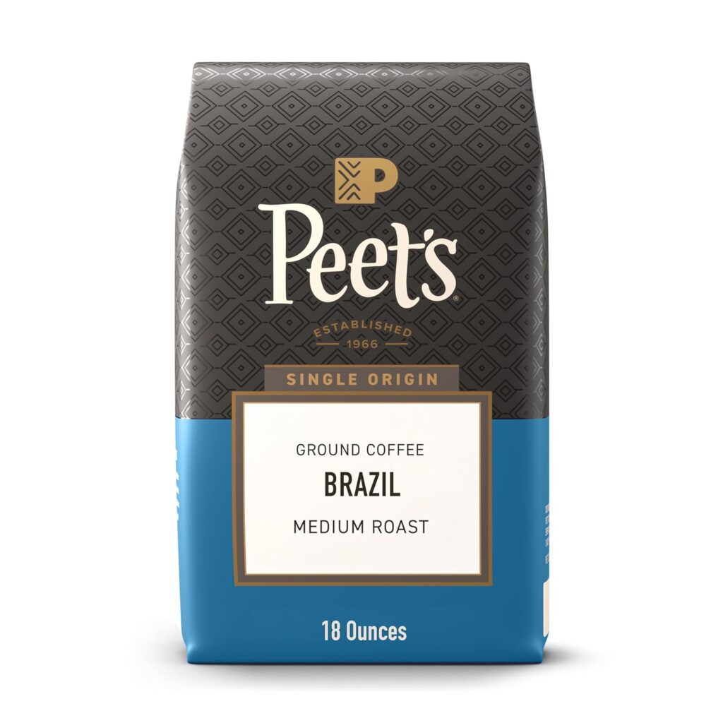 Peet’s Coffee, Medium Roast Ground Coffee, 100% Arabica Coffee – Single Origin Brazil 18 Ounce Bag
