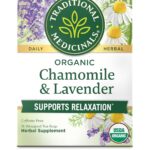 Traditional Medicinals Organic, Chamomile & Lavender – Chamomile Tea Supporting Stress Relief and Relaxation – Kosher, Non-GMO, Caffeine-Free, Compostable – 16 Tea Bags