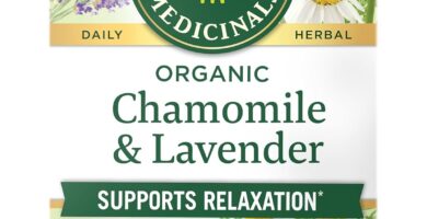 Traditional Medicinals Organic, Chamomile & Lavender – Chamomile Tea Supporting Stress Relief and Relaxation – Kosher, Non-GMO, Caffeine-Free, Compostable – 16 Tea Bags