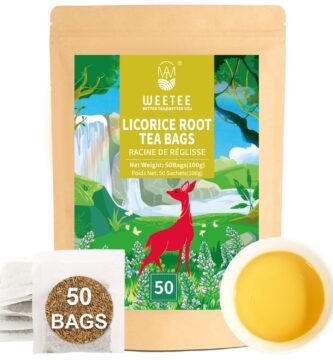 WT WEETEE Licorice Root Tea Bags 50 Count, Naturally Sweet & No Added Sugar, Caffeine-Free, Warm, Mellow, and Pure Herbal Tea