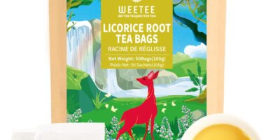 WT WEETEE Licorice Root Tea Bags 50 Count, Naturally Sweet & No Added Sugar, Caffeine-Free, Warm, Mellow, and Pure Herbal Tea